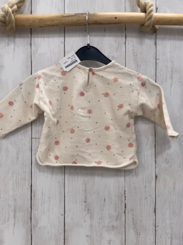 Zara  Pullover  Gr. 68  beige Blumen graue Punkte 