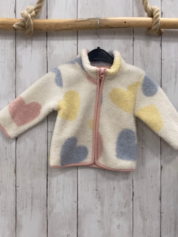   Teddyjacke  Gr. 68  weiß bunte Herzen rosa Bund 