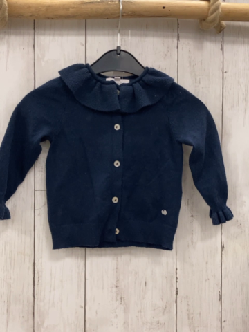   Strickjacke  Gr. 74  blau Rüschenkragen 