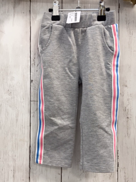Steiff  Leggings Gr. 80  grau + weiß hellblau rosa Seitenstreifen