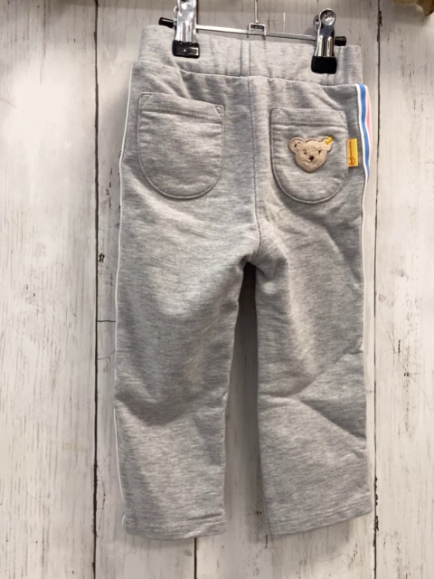 Steiff  Leggings Gr. 80  grau + weiß hellblau rosa Seitenstreifen