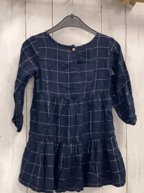 H&M  Kleid  Gr. 92  blau silber kariret 