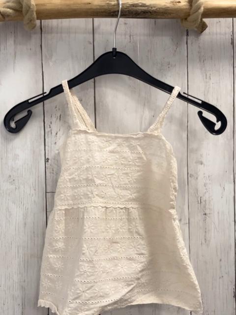 Zara  Sommerbluse  Gr. 98  creme Blumen Lochstickerei