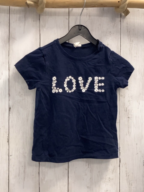 H&M  T-Shirt  Gr. 74  blau weiße Blumenschrift 