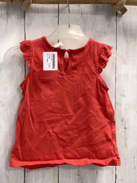 H&M  T-Shirt  Gr. 86  rot Rüschenärmel mit Lochstickerei
