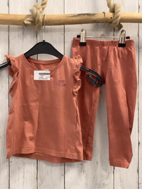 2tlg H&M  T-Shirt + Leggings  Gr. 92  rost Bögen mit Glitzer Rüschenärmel 
