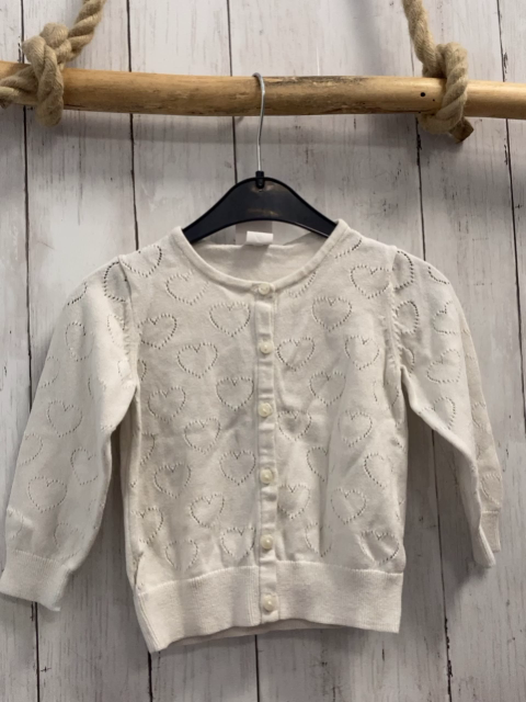 H&M  Strickjacke  Gr. 86  weiß Lochmuster 