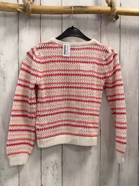   Strickjacke Gr. 122/128  weiß rosa pink Streifen 
