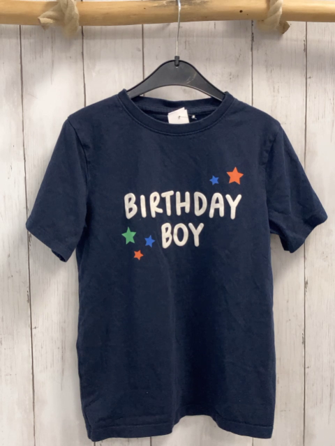   T-Shirt  Gr. 128  blau Schrift Sterne 