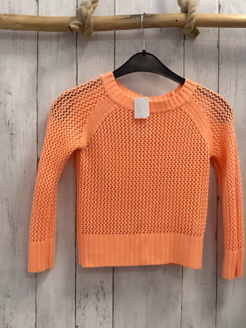 KappAhl  Pullover  Gr. 128  orange Strick Lochmuster 