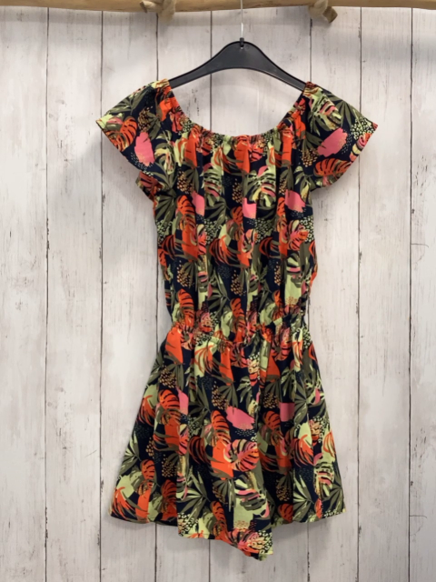Name it  Playsuit  Gr. 146  schwarz bunte Blätter 