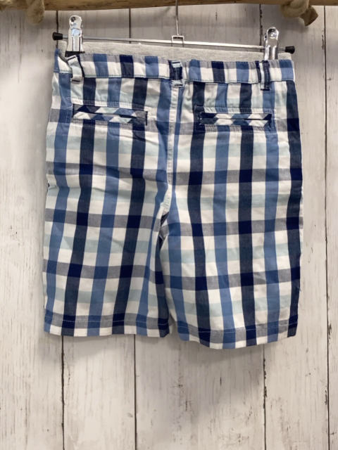  Shorts Gr. 98  blua weiß hellblau kariert grauer Bund