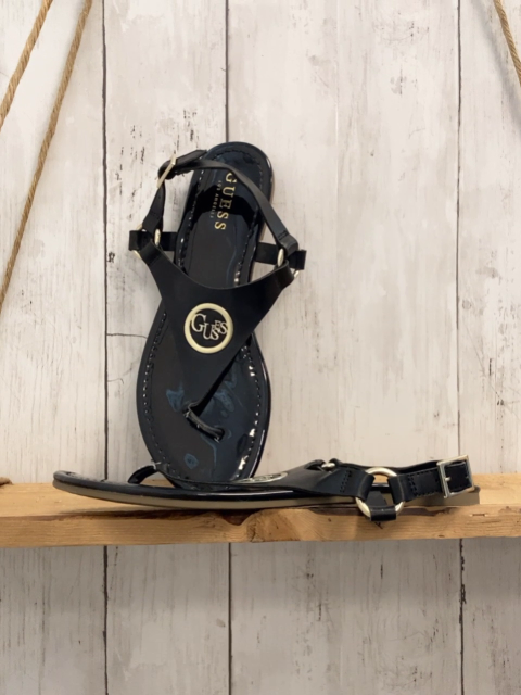 Guess  Sandaletten  Gr. 38  schwarz goldene Schnallen glänzende Sohle 