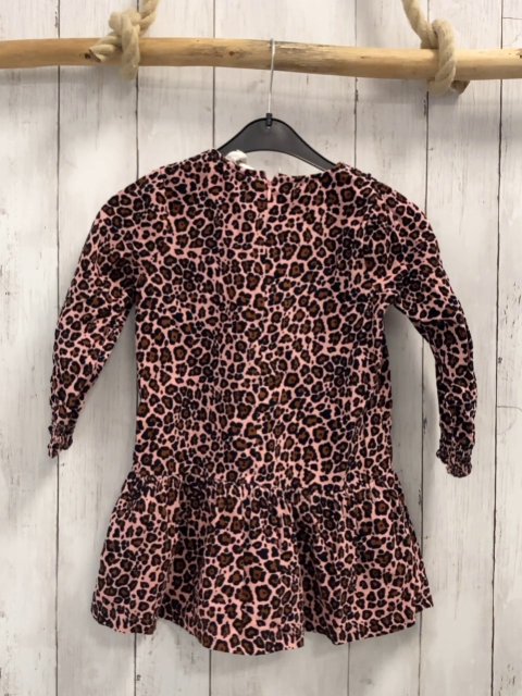  Kleid Gr. 110  pink braun schwarz Leoprint Kord