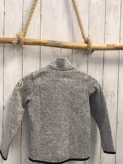 H&M Strickjacke Gr. 122  grau meliert schwarzer Bund