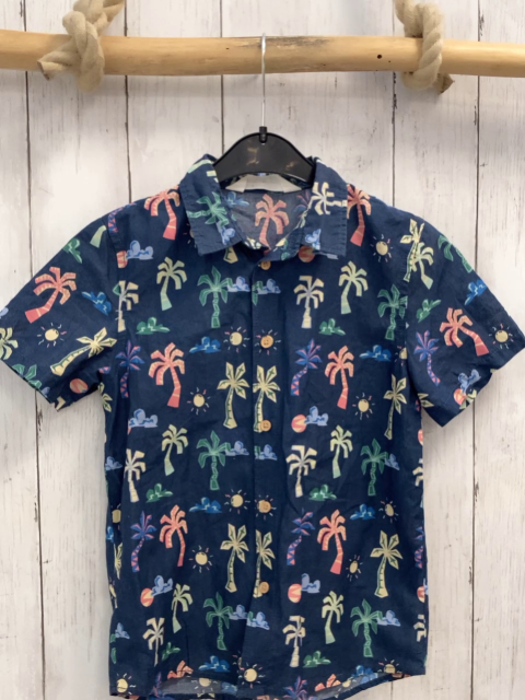 H&M  Sommerhemd  Gr. 122  blau bunte Palmen 