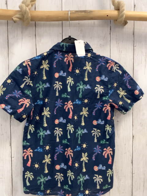 H&M  Sommerhemd  Gr. 122  blau bunte Palmen 
