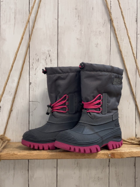 CMP Gummistiefel  Gr. 31  grau hellgrau kariert mit Innenstefel pink Schnürsenkel + Sohle 