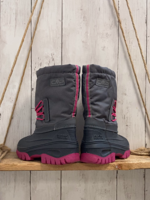CMP Gummistiefel  Gr. 31  grau hellgrau kariert mit Innenstefel pink Schnürsenkel + Sohle 