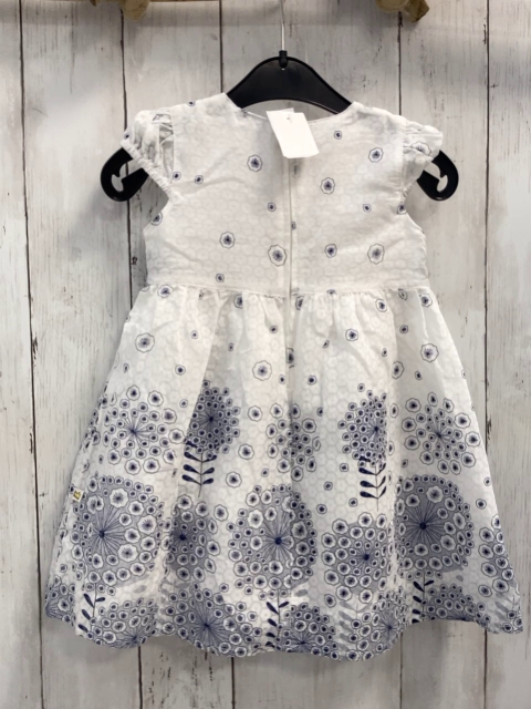 Wunderbärchen  Kleid  Gr. 86  weiß blaue Blumen blaues Gürtelband 