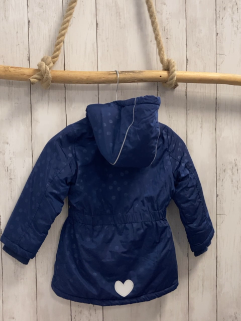 Manguun Winterjacke  Gr. 98  blau Punkte Kapuze mit weißem Plüschfutter 