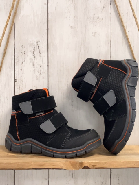neu Ricosta  Boots  Gr. 34  schwarz grauer Bund orange Nähte Flax S warm gefüttert  
