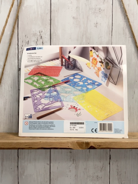 neu  Kreativspielzeug  6 teiliges Schablonenset Tiere Buchstaben Zahlen 