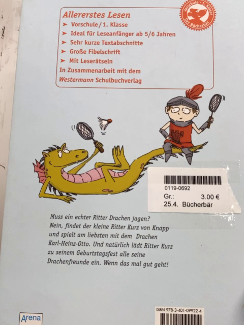 Bücherbär  Buch Kleiner Ritter Kurz von Knapp 