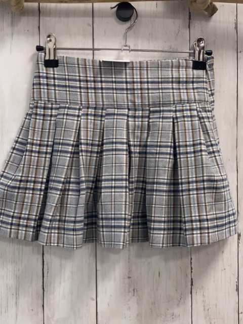 Zara  Rock Gr. 134  beige grau blau ocker kariert Bund verstellbar 