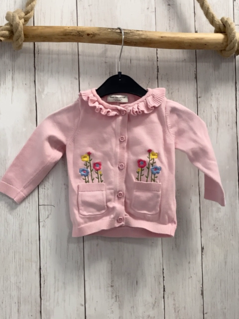   Strickjacke  Gr. 74  rosa Rüschenkragen Blumen