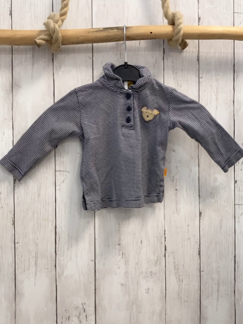 Steiff  Langarmshirt  Gr. 74  graue schwarze Streifen Kragen 