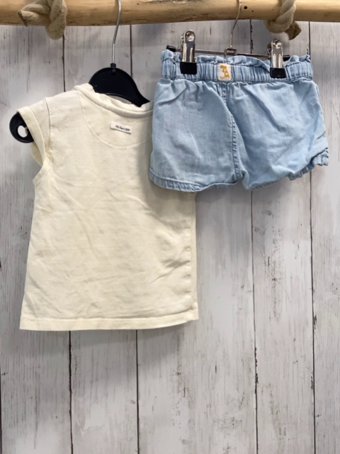 2tlg Noppies  T-Shirt + Shorts  Gr. 74  beige Früchte + blau Jeans 