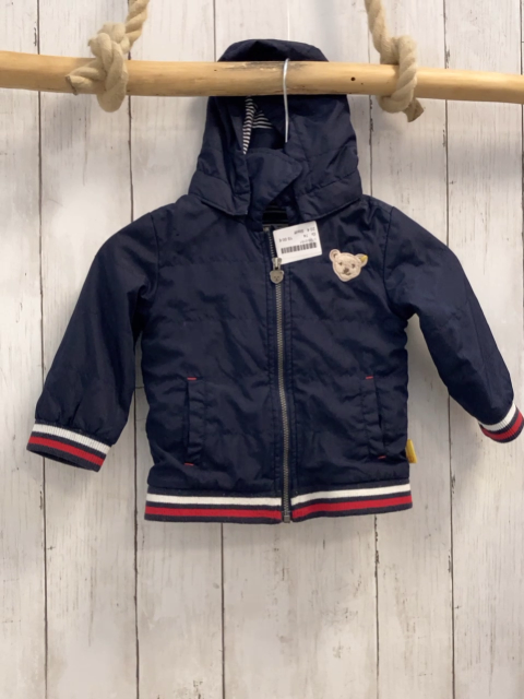 Steiff  Jacke  Gr. 74  blau Kapuze blau rot weißer Streifensaum 