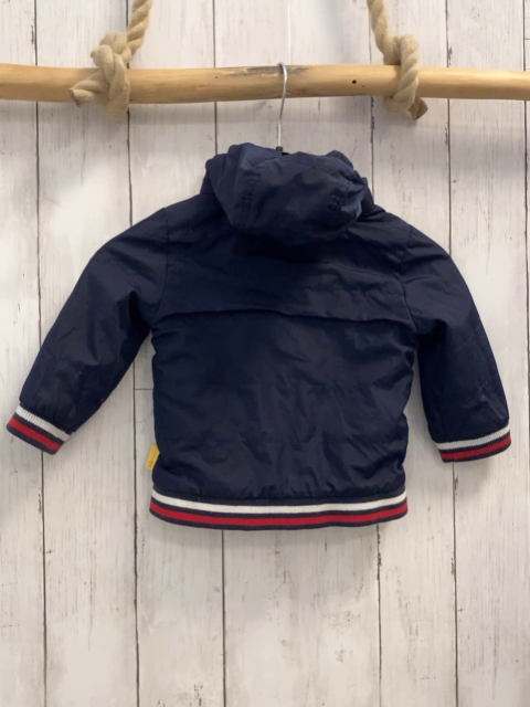 Steiff  Jacke  Gr. 74  blau Kapuze blau rot weißer Streifensaum 