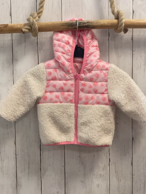   Wendejacke  Gr. 74  hellrosa hellrote Blumen / mit beige Teddy 