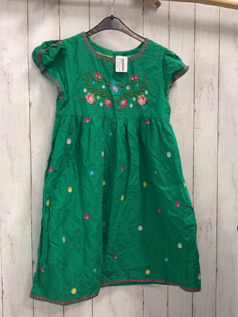 Mini Boden  Kleid  Gr. 146/152  grün bunt gestickte Blumen pink dreiecksborte 