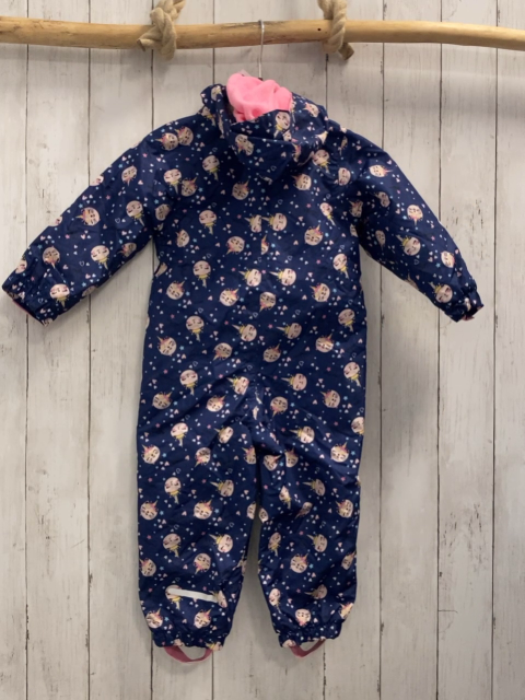   Regenoverall Gr. 86  blau Katzenöpfe rosa Reißverschlüsse + Fleecefutter 