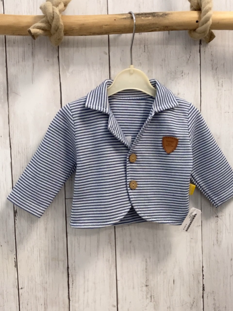   Sweatjacke  Gr. 62  blau weiße Streifen Kragen 