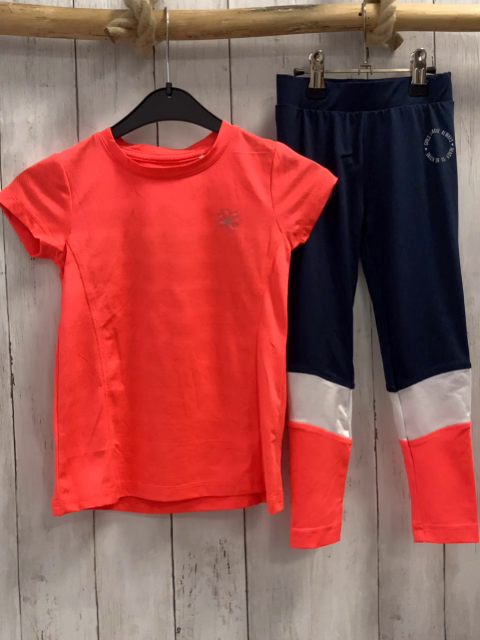 2tlg  Sportset  Gr. 104  neonrot + blau weiß 