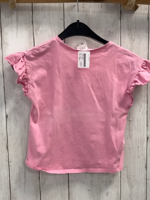 Zara  T-Shirt  Gr. 110  rosa glänzendes Eis Rüschenärmel 