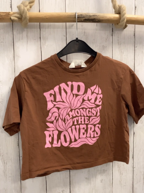 H&M  T-Shirt  Gr. 146  braun rosa Schrift 