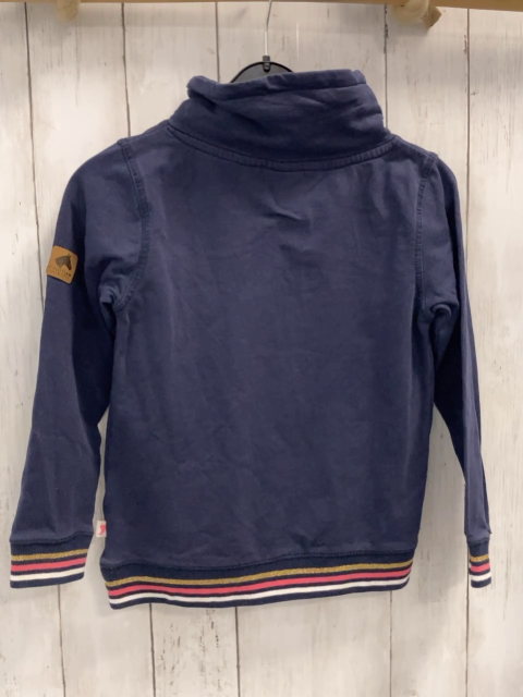 Salt & Pepper  Pullover  Gr. 116  blau gestickte Hufeisen bunter Streifenbund mit Glitzer 