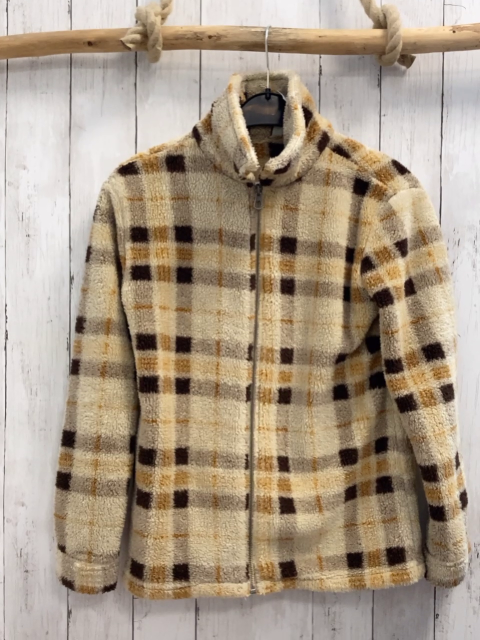 Blue Effect  Teddyjacke  Gr. 152  beige ocker braun kariert 