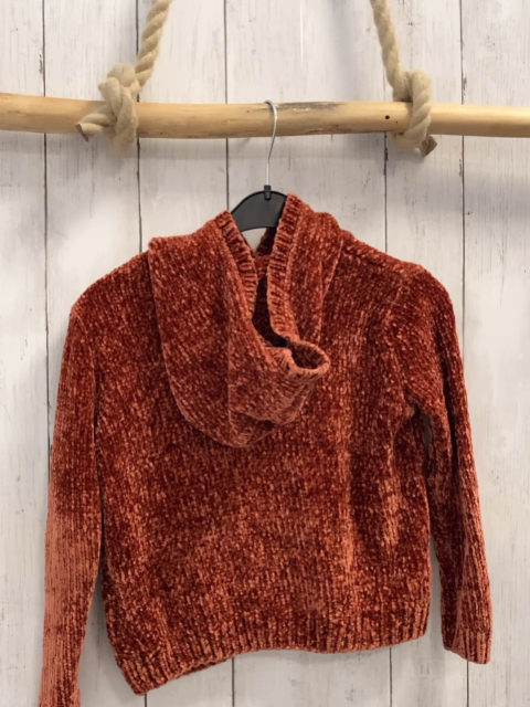 Dopodopo Pullover  Gr. 122  braun rost Strick Kapuze Pailettentier 