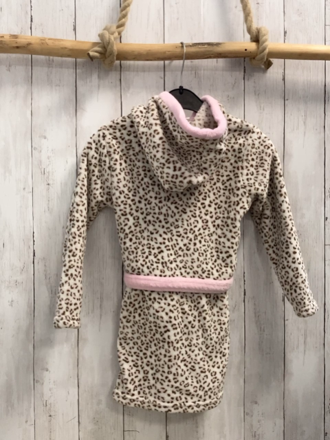   Bademantel Gr. 110  beige braun rosa leoprint rosa Bund Kapuze 