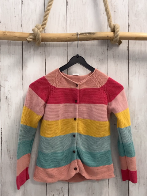   Strickjacke  Gr. 128  rosa pink mais mint grüne Streifen 