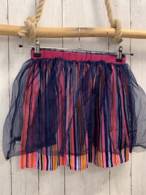 neu Happy Girls  Rock Gr. 140  pink hellblau grau schwarz Streifen + blauer Tüllüberrocik 