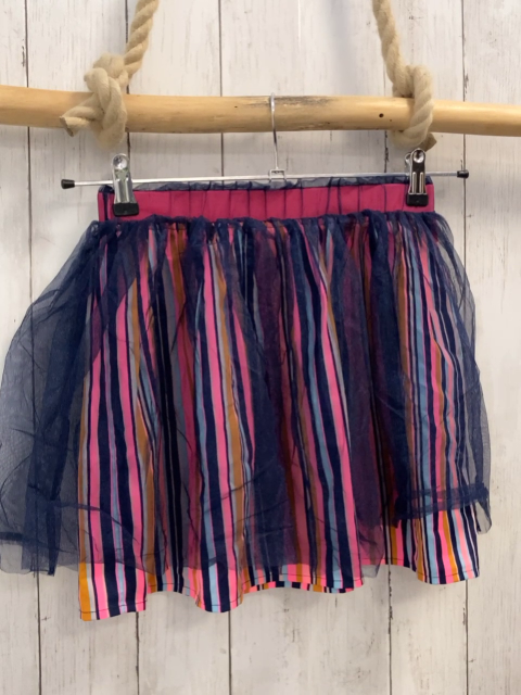 neu Happy Girls  Rock Gr. 140  pink hellblau grau schwarz Streifen + blauer Tüllüberrocik 