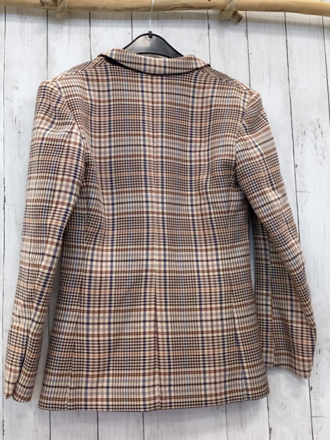 Sandro Paris  Blazer  Gr. 36  beige ocker lavendel hellblau schwarz kariert 