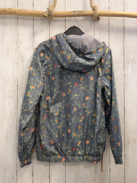 Killtec  Jacke  Gr. 36  grau bunte Blumen hellgrüne Blätter ocker Reißverschluss 
